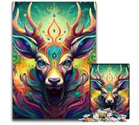 Puzzle psichedelico da 1000 pezzi con cervo, idea regalo per adulti, attività per famiglie, decorazioni fai da te per la casa, regalo di Natale 26X38CM/10,23x14,96 pollici