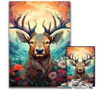 Puzzle psichedelico da 1000 pezzi con cervo, idea regalo per adulti, attività per famiglie, decorazioni fai da te per la casa, regalo di Natale 50x75CM/19,68x29,52 pollici