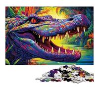 Puzzle psichedelico da 1000 pezzi con coccodrillo del Nilo, per adulti, ideale per gli innamorati, perfetto come regalo di Natale, Capodanno e San Valentino, 50x75CM/19,68x29,52 pollici.