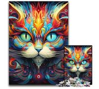 Puzzle psichedelico da 1000 pezzi con gatto, idea regalo per adulti, attività per famiglie, decorazioni fai da te per la casa, regalo di Natale 50x75CM/19,68x29,52 pollici