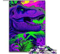 Puzzle psichedelico da 1000 pezzi del Tyrannosaurus Rex per adolescenti, interessante strumento per ridurre lo stress e favorire l'interazione genitore-figlio (26x38cm)