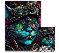 Puzzle psichedelico da 1000 pezzi "Gatto Guerriero", in cartone, decorazione fai da te, sfida per il cervello, per adulti, famiglia, regalo di Natale 26X38CM/10,23x14,96 pollici