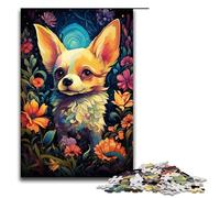 Puzzle psichedelico da 1000 pezzi in legno per bambini motivo Chihuahua interazione genitori figli 1000 pezzi (75x50 cm)