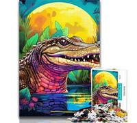 Puzzle psichedelico da 1000 pezzi per adolescenti, coccodrillo del Nilo, puzzle da 1000 pezzi per adolescenti, Relax Games è l'ideale come regalo per tutta la famiglia, 50x75cm