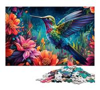 Puzzle psichedelico da 1000 pezzi per adulti con colibrì. Ideale per gli innamorati, perfetto come regalo di Natale, Capodanno e San Valentino. Dimensioni: 50x75CM/19,68x29,52 pollici.