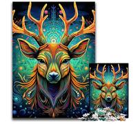 Puzzle psichedelico da 1000 pezzi per adulti, motivo: cervi, in cartone, perfetto per la casa o l'ufficio, ideale come regalo di Natale, 26X38CM/10,23x14,96 pollici.