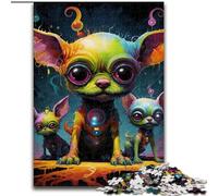 Puzzle psichedelico da 1000 pezzi per adulti raffigurante un chihuahua, perfetto come regalo di Natale e Capodanno, regalo per le feste (dimensioni 50x75cm)