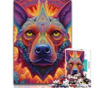 Puzzle psichedelico da 1000 pezzi per adulti raffigurante un pastore tedesco, aiuta il cervello a esercitare i giocattoli che creano dipendenza e coltivano la pazienza Un'opera d'arte, 75x50cm