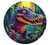 Puzzle psichedelico da 1000 pezzi raffigurante un coccodrillo del Nilo Puzzle rotondo da 1000 pezzi perfetto per il divertimento in famiglia a Natale,Ringraziamento,compleanni e Pasqua (67,5x67,5cm)