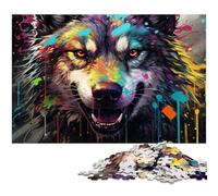 Puzzle psichedelico da 1000 pezzi raffigurante un lupo, per adulti. Ideale per gli innamorati, perfetto come regalo di Natale, Capodanno e San Valentino, 26X38CM/10,23x14,96 pollici.