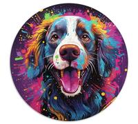Puzzle psichedelico da 1000 pezzi raffigurante un pastore tedesco Puzzle rotondo da 1000 pezzi, perfetto per il divertimento in famiglia a Natale, Ringraziamento, compleanni e Pasqua (67,5x67,5cm)