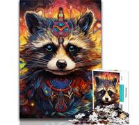 Puzzle psichedelico da 1000 pezzi raffigurante un procione,ideale come regalo per adolescenti,aiuta il cervello a esercitare i giocattoli che creano dipendenza e coltivano la pazienza,adatto alle