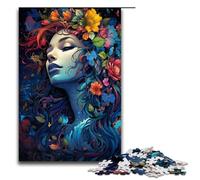 Puzzle psichedelico da 1000 pezzi raffigurante una donna con una rosa in legno giochi educativi decorazione per la casa 75x50 cm.