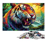 Puzzle psichedelico da 1000 pezzi raffigurante una tigre. Puzzle impossibili per adulti. Regalo perfetto per compleanni e festività. Dimensioni: 26X38CM/10,23x14,96 pollici.