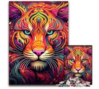 Puzzle psichedelico da 1000 pezzi raffigurante una tigre. Puzzle impossibili per adulti. Regalo perfetto per compleanni e festività. Dimensioni: 26X38CM/10,23x14,96 pollici.