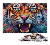 Puzzle psichedelico da 1000 pezzi raffigurante una tigre, un rompicapo stimolante, un'attività per la famiglia, un'idea regalo per la casa, 26X38CM/10,23x14,96 pollici.