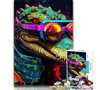 Puzzle psichedelico del coccodrillo del Nilo per adulti e adolescenti, puzzle da 1000 pezzi, aiuta il cervello a esercitare i giocattoli avvincenti per coltivare la pazienza, un'opera d'arte (38x26cm)