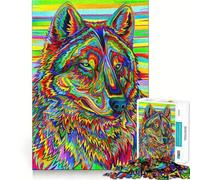 Puzzle psichedelico del lupo per adulti, 1000 pezzi, gioco di logica, antistress, bordi trasparenti, regalo di alta qualità (50x75cm)