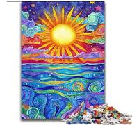 Puzzle psichedelico del sole per adulti e adolescenti, adatto per bambini dai 14 anni in su, ideale come regalo per tutta la famiglia (26x38cm)