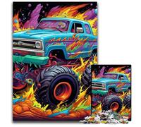 Puzzle psichedelico di camion per adulti, puzzle in legno da 1000 pezzi, rompicapo impegnativo per adolescenti, divertente serata di giochi in famiglia, 50x75CM/19,68x29,52 pollici