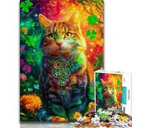 Puzzle psichedelico di gatti da 1000 pezzi per adolescenti, attività divertenti da fare a casa con assemblaggio di modelli, regalo di compleanno, regali da viaggio 50x75cm