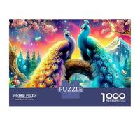 Puzzle psichedelico di pavone da 1000 pezzi, puzzle di fantasia foresta, puzzle impossibile, perfetto per il relax, 100% cartone riciclato per regali decorativi, 38 x 26 cm, 1000 pezzi