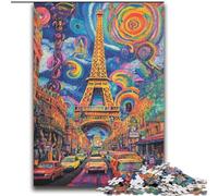 Puzzle psichedelico Eiffel per adolescenti, puzzle da 2000 pezzi, antistress per trascorrere il tempo in casa, con poster abbinato e foglio di quiz (70x100cm)