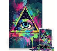 Puzzle psichedelico Occhio Onniveggente da 1000 pezzi per adolescenti migliora la memoria, rilassante e divertente, con bordi affilati, 50x75cm