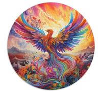 Puzzle psichedelico raffigurante un uccello fenice, per adulti, da 1000 pezzi, rotondi, per principianti, ideale come regalo di compleanno e per le feste (67,5x67,5cm)