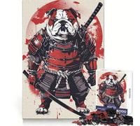 Puzzle "Pull Dog Warrior Japan" per ragazzi, 1000 pezzi, stimola la memoria, gioco da interno, immagine da assemblare, regalo per le vacanze (50x75cm)