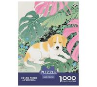 Puzzle Puppy 1000 Pezzi in Cartone Per Bambini E Adulti Educativo Impegnativo Rompicapo Puppy Tropical Plants Regalo Compleanno 70x50cm/1000pcs