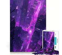 Puzzle Purple City da 1000 pezzi per ragazzi, puzzle di memoria, leggero, rilassante, immagine da assemblare, (38x26cm)