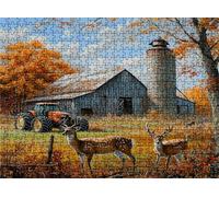 puzzle, puzzle 1500 pezzi per Adulti con Poster Incluso, Puzzles Legno per Gioco Familiare, Gioco Educativo e Antistress, Decor Parete Casa, Regalo Compleanno, 87 x 57 cm cervo azienda agricola w0-504