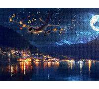 puzzle, puzzle 1500 pezzi per Adulti con Poster Incluso, Puzzles Legno per Gioco Familiare, Gioco Educativo e Antistress, Decor Parete Casa, Regalo Compleanno, 87 x 57 cm aereo Cielo notturno w0-180