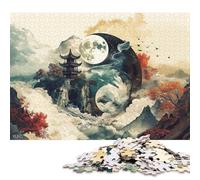 Puzzle quadrati asiatici Yin Yang Zen Balance per adulti e puzzle in legno, gioco educativo per famiglie, 500 pezzi (52x38 cm)