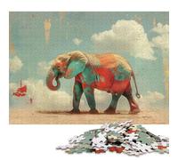 Puzzle quadrati colorati da 1000 pezzi a forma di elefante per adulti, puzzle in legno, gioco educativo per bambini, 1000 pezzi (75x50 cm)