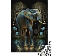 Puzzle quadrati colorati da 1000 pezzi con elefanti e foresta per adulti e puzzle di carta, giocattoli educativi per l'apprendimento, giochi per famiglie, 38x26 cm/1000 pezzi