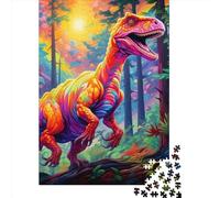 Puzzle quadrati colorati di dinosauri da 1000 pezzi per adulti, puzzle in legno per l'apprendimento, giocattolo educativo 1000 pezzi (75x50 cm)