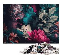 Puzzle quadrati con motivo floreale senza soluzione di continuità da 1000 pezzi per adulti e puzzle in legno per bambini, regali di Natale 1000 pezzi (75x50 cm)