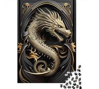 Puzzle quadrati creativi Art Déco Dragon Lord da 1000 pezzi per adulti e puzzle in legno, gioco impegnativo, 1000 pezzi (75x50 cm)
