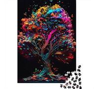 Puzzle quadrati creativi colorati a forma di albero da 500 pezzi per adulti e puzzle in legno, gioco impegnativo, 500 pezzi (52x38 cm)