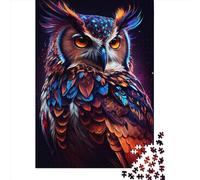 Puzzle quadrati creativi colorati a forma di gufo da 500 pezzi per adulti e puzzle in legno, gioco impegnativo, 500 pezzi (52x38 cm)