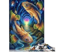 Puzzle quadrati creativi Cosmic Koi Harmony da 1000 pezzi per adulti e puzzle in legno, gioco impegnativo 1000 pezzi (75x50 cm)