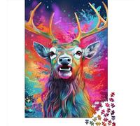 Puzzle quadrati creativi da 1000 pezzi colorati con motivo a alce per adulti e puzzle in legno, gioco educativo per adulti, 1000 pezzi (75x50 cm)