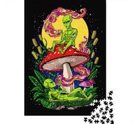 Puzzle quadrati creativi da 1000 pezzi con alieni e funghi magici per adulti e puzzle in legno, giocattoli educativi, 1000 pezzi (75x50 cm)