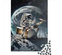 Puzzle quadrati creativi da 1000 pezzi con astronauta che suona la batteria per adulti e puzzle di carta, giochi di puzzle antistress e regali di Natale unici 38x26 cm/1000 pezzi