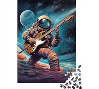 Puzzle quadrati creativi da 1000 pezzi con astronauta che suona la chitarra per adulti e puzzle di carta, gioco intellettuale, 38x26 cm/1000 pezzi