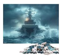Puzzle quadrati creativi da 1000 pezzi con nave da guerra in mare per adulti e puzzle in legno, giocattoli educativi, 1000 pezzi (75x50 cm)
