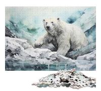 Puzzle quadrati creativi da 1000 pezzi con orso polare bianco e ghiacciaio per adulti e puzzle in legno, giocattoli educativi, 1000 pezzi (75x50 cm)