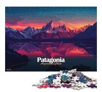 Puzzle quadrati creativi da 1000 pezzi con paesaggio della Patagonia al tramonto per adulti e puzzle in legno, gioco educativo per adulti, 1000 pezzi (75x50 cm)